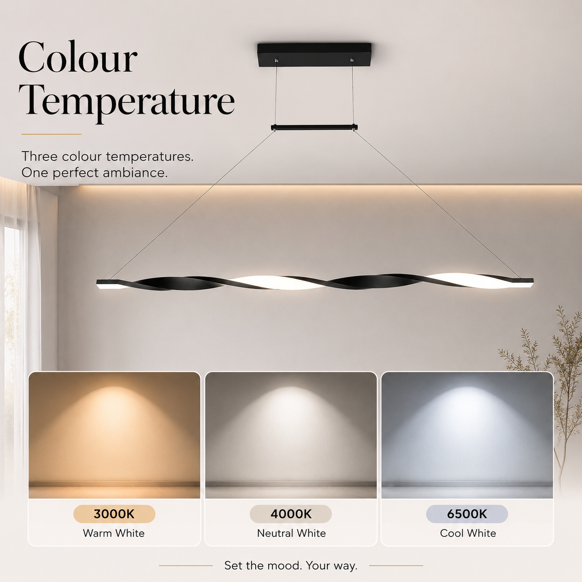 Plafonieră LED modernă, 100 cm, cu telecomandă, 3000 lm