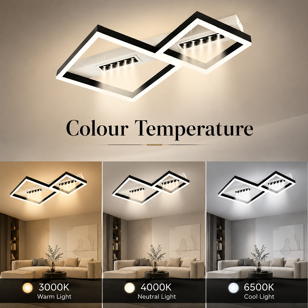 Plafonieră LED 60 W, 3000 lm, Wi-Fi, telecomandă, 3 culori de lumină