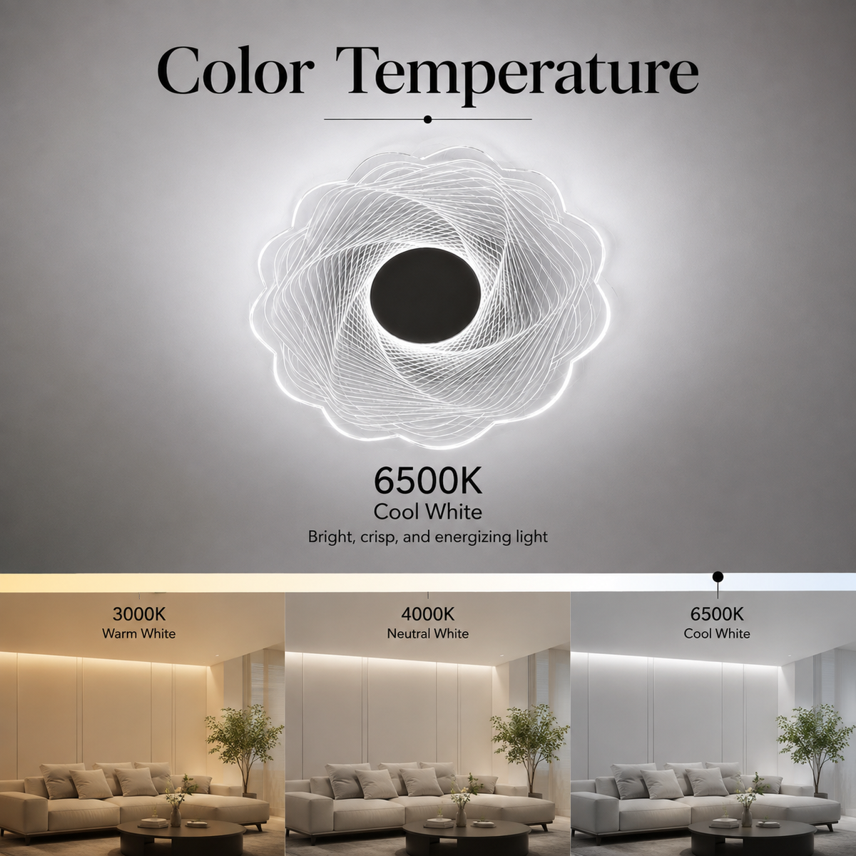Aplică LED de perete, floare 3D, 5 W, acril și metal, 15 × 15 cm