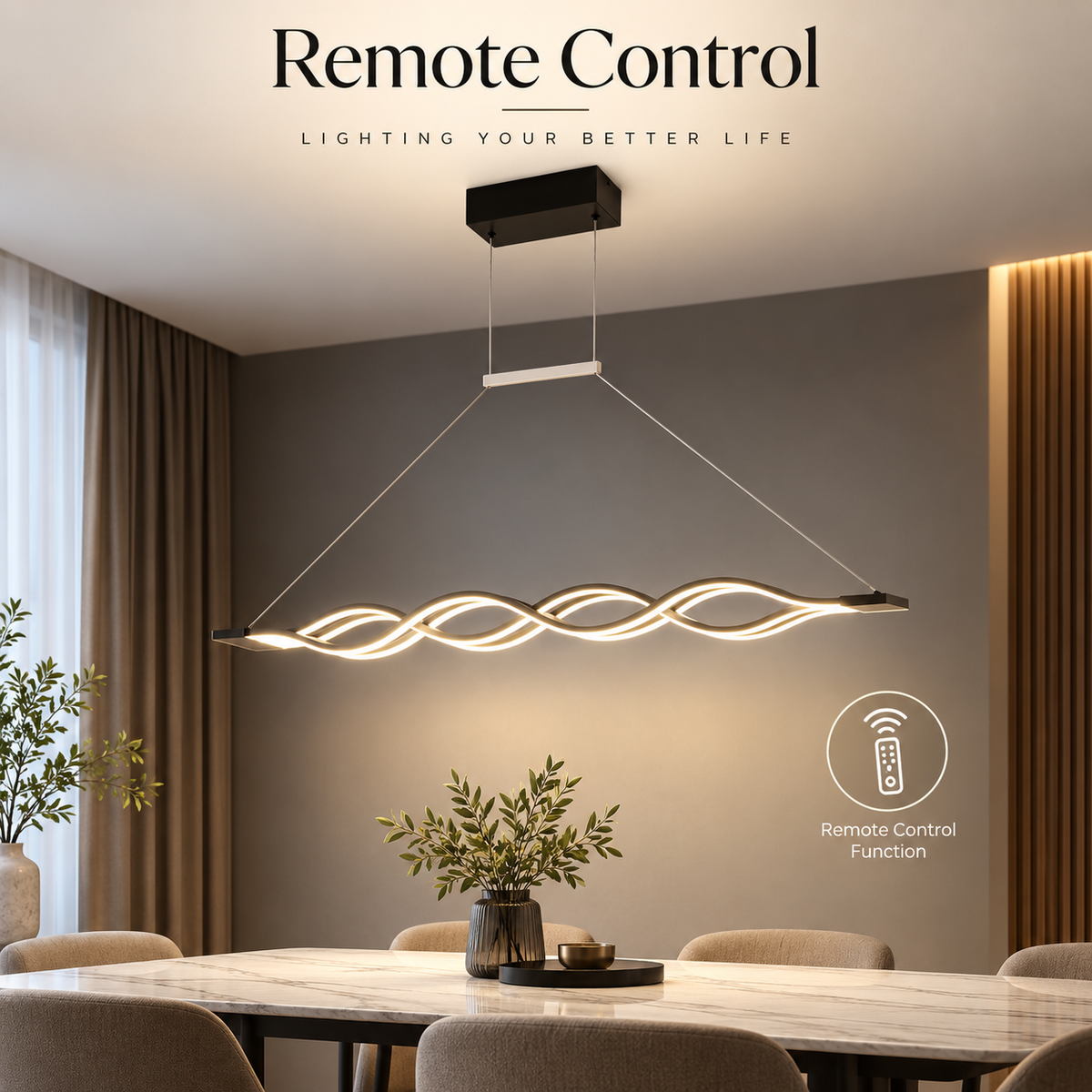 Plafonieră LED neagră, 152 W, dimabilă, 3 moduri, telecomandă, 100 cm