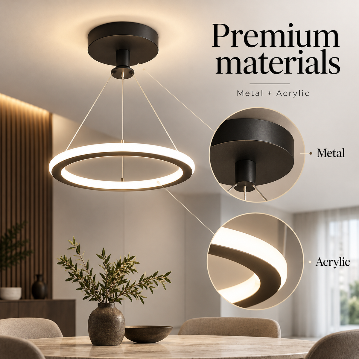 Plafonieră LED neagră, 27 W, Ø22 cm, 1200 lm, 3 funcții de iluminare