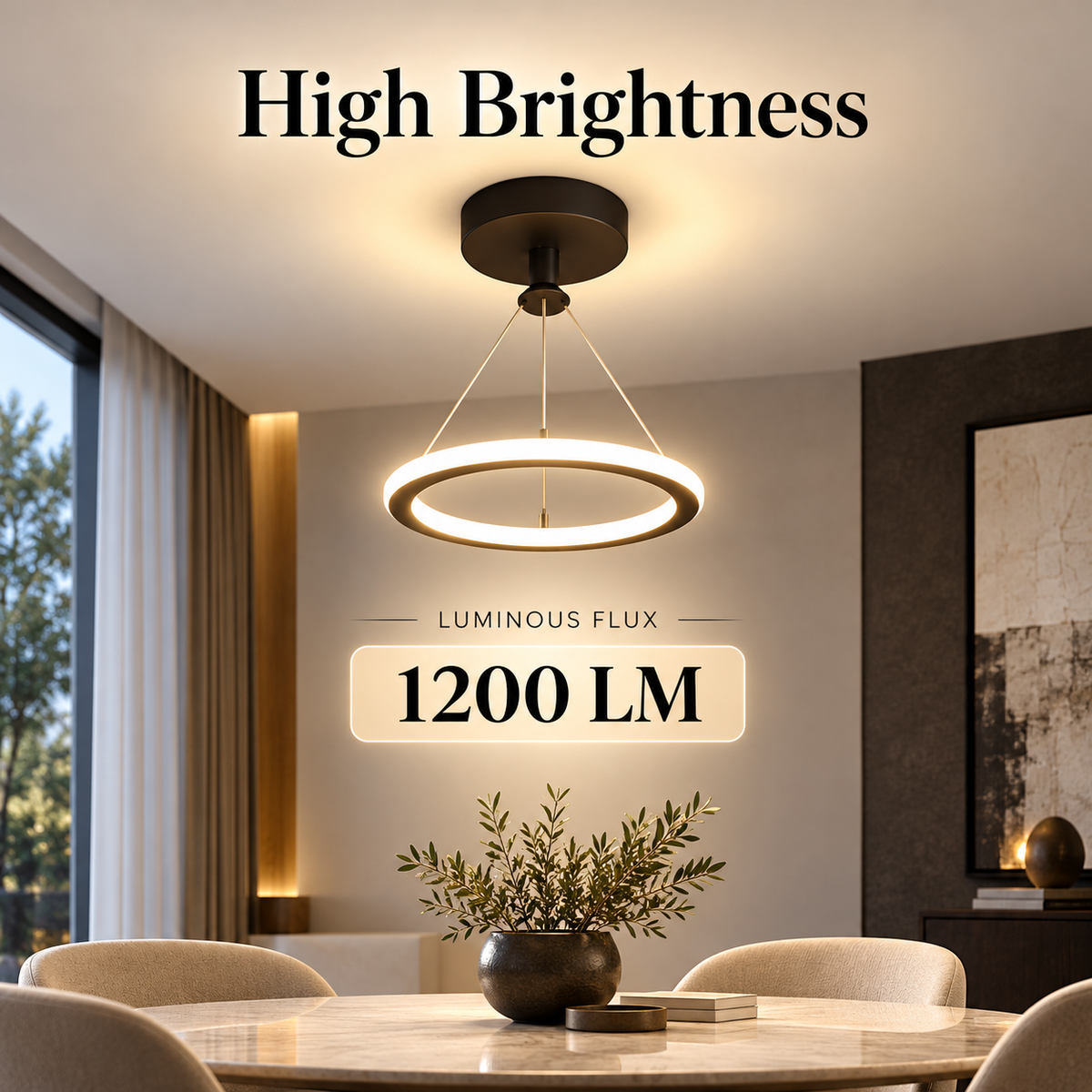 Plafonieră LED neagră, 27 W, Ø22 cm, 1200 lm, 3 funcții de iluminare