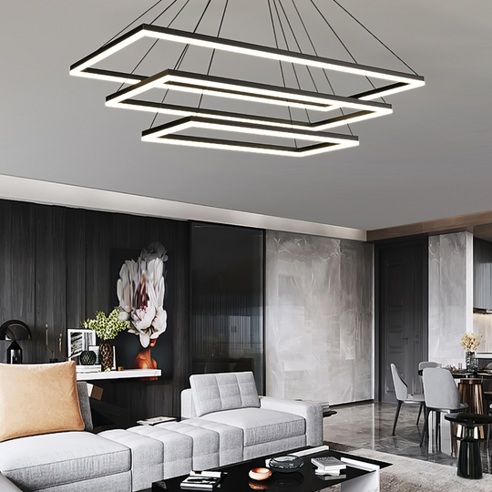 Pendul LED negru modern, cu telecomandă