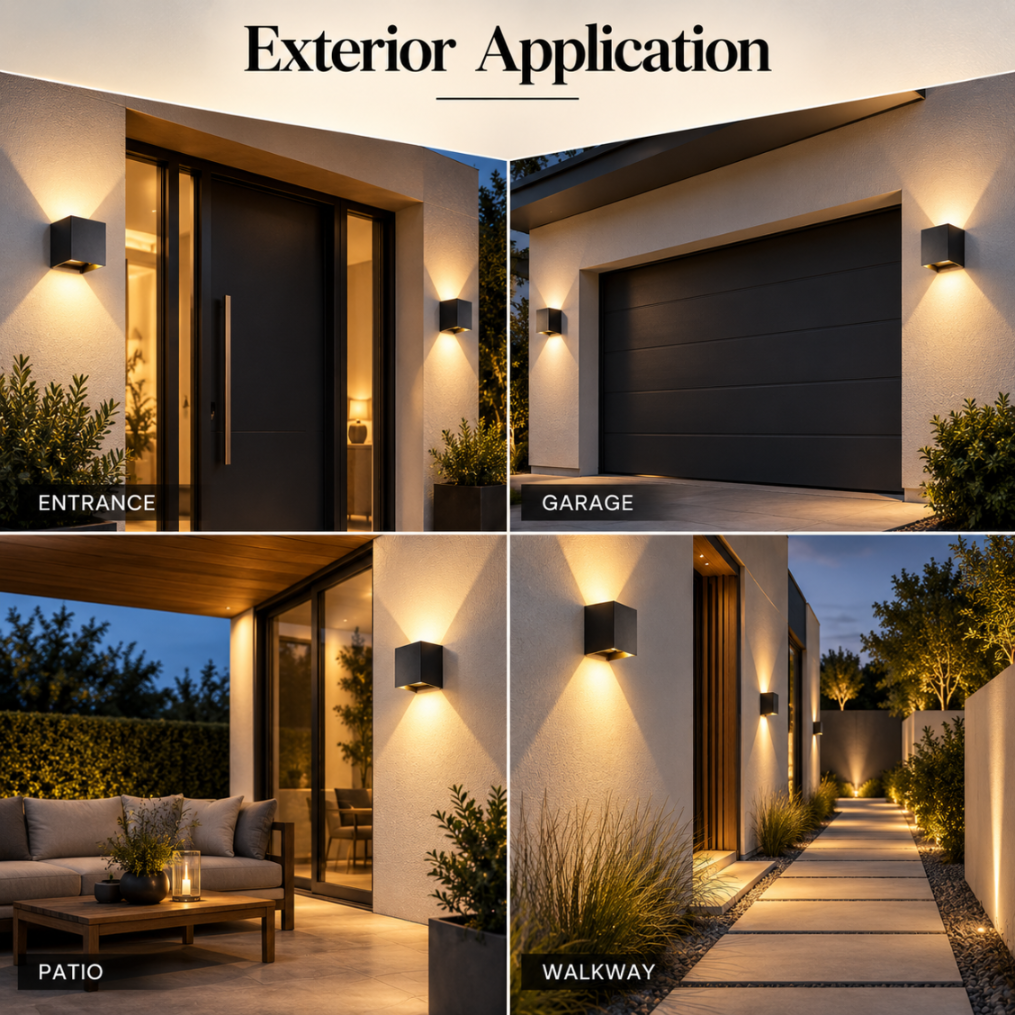 Aplică LED de perete neagră, cub 10 cm, 6 W, 750 lm, 3 culori de lumină