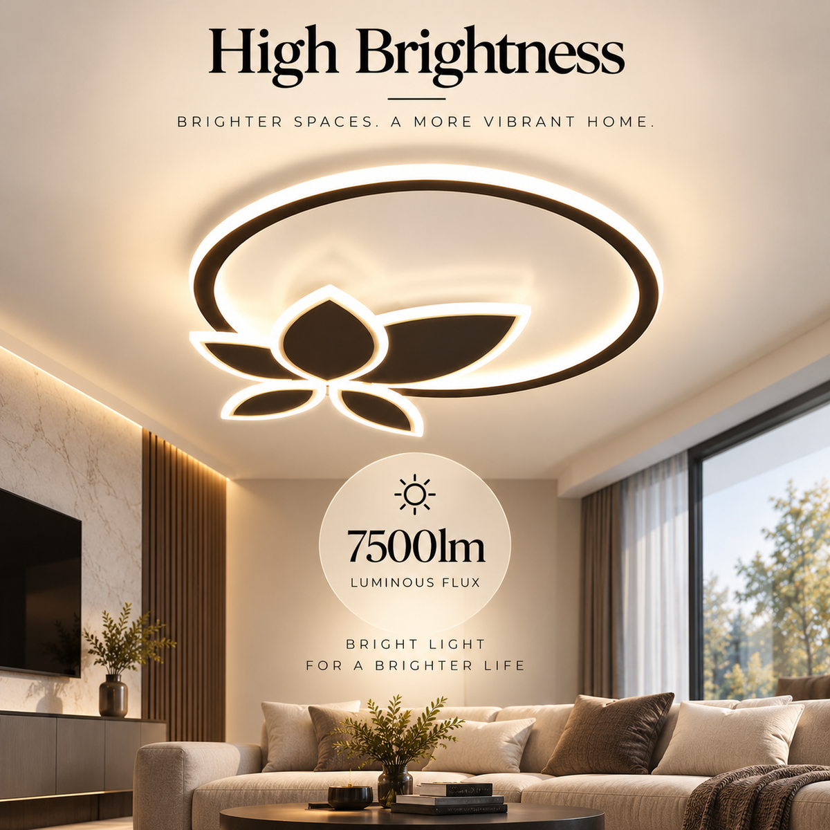 Plafonieră LED 142 W, 7500 lm, Wi-Fi, dimabilă, 3 culori, telecomandă, albă