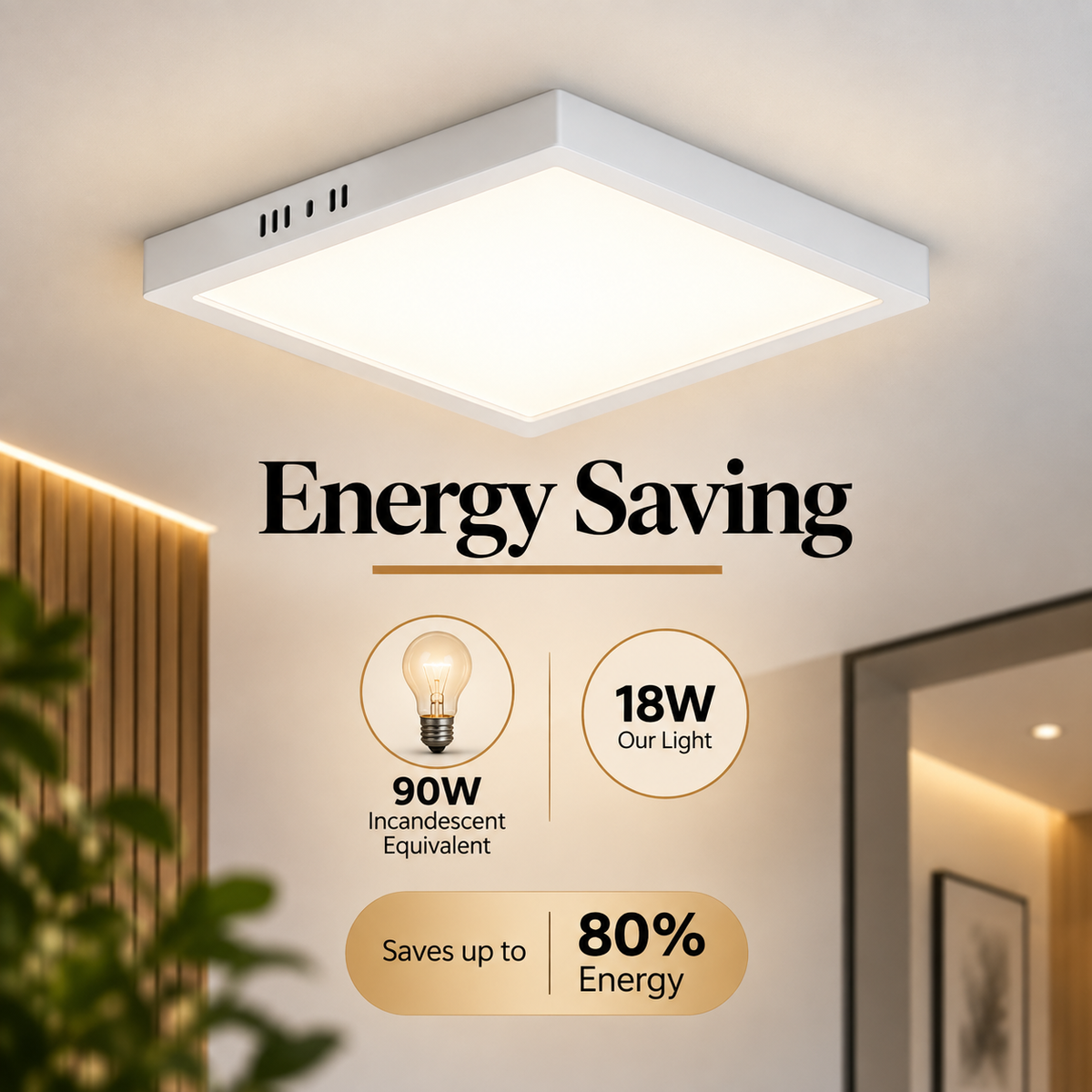 Aplică LED pătrată FSL 3032S, 18 W, 4000 K, 1365 lm, metal și acril