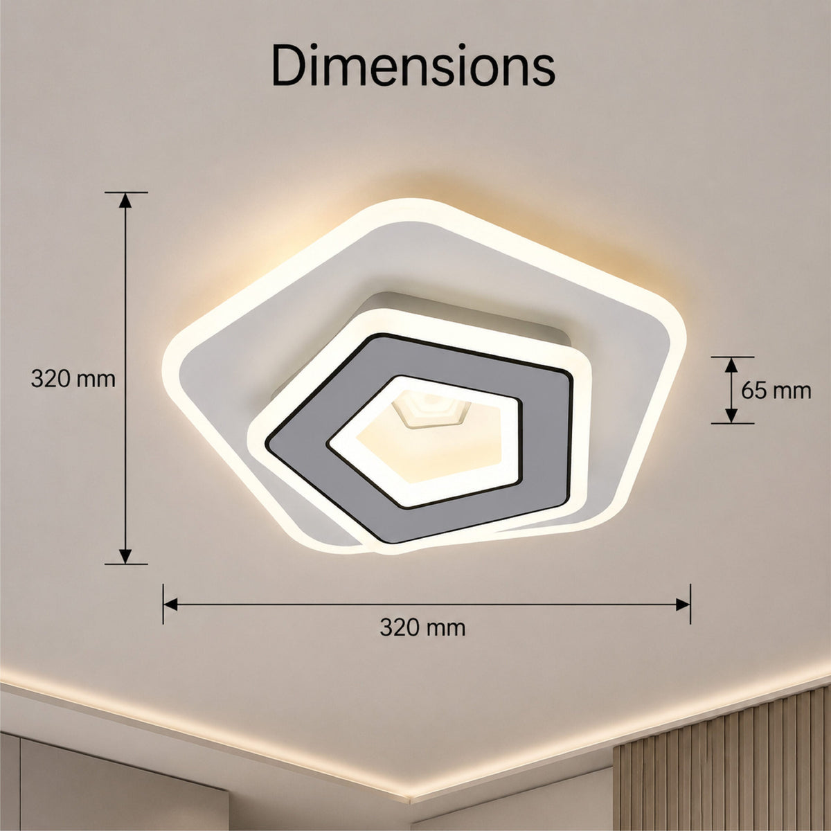 Plafonieră LED dimabilă 100 W, 32 cm, cu telecomandă, neagră