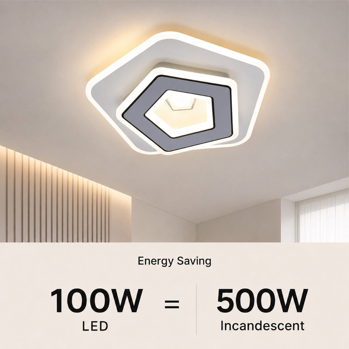 Plafonieră LED dimabilă 100 W, 32 cm, cu telecomandă, neagră