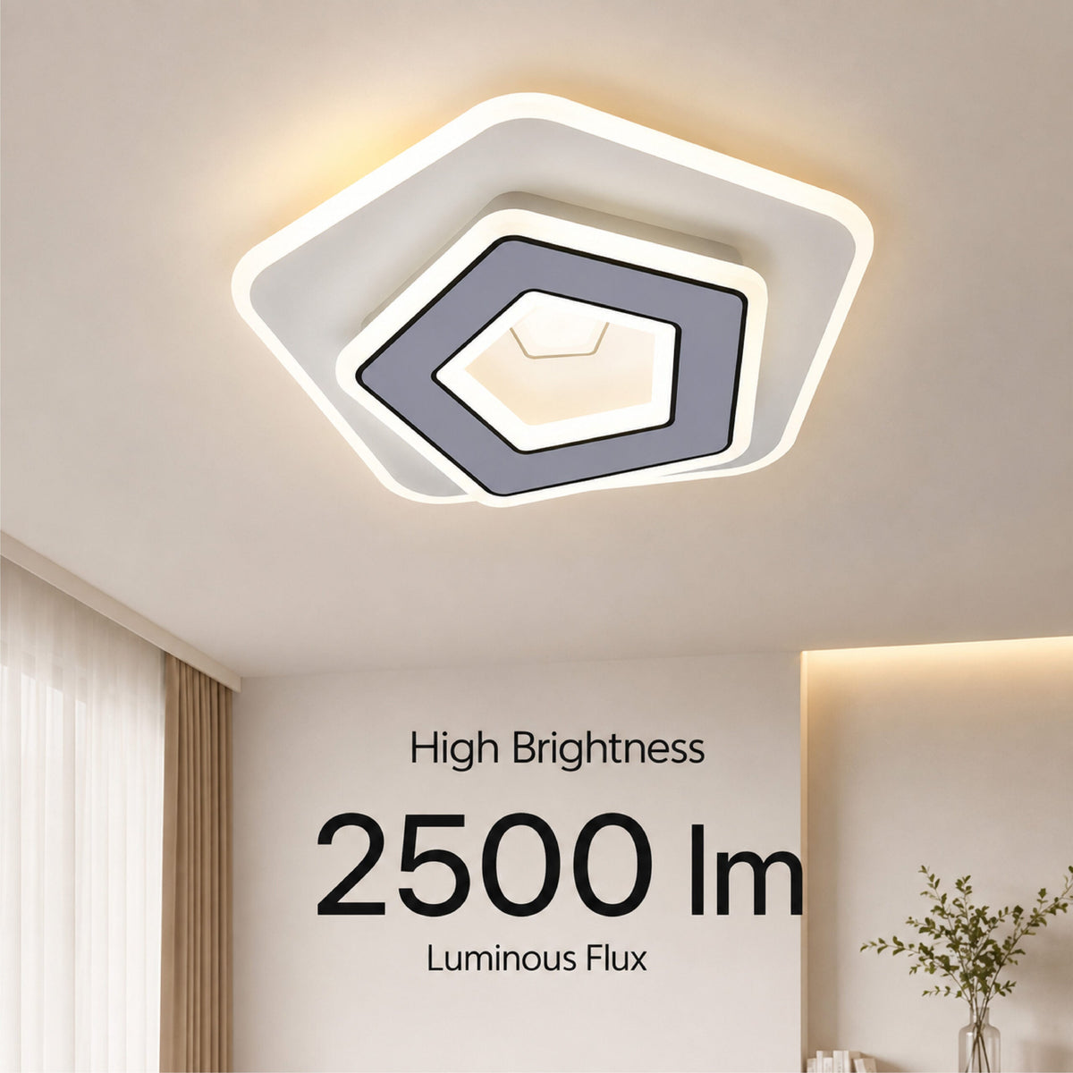 Plafonieră LED dimabilă 100 W, 32 cm, cu telecomandă, neagră