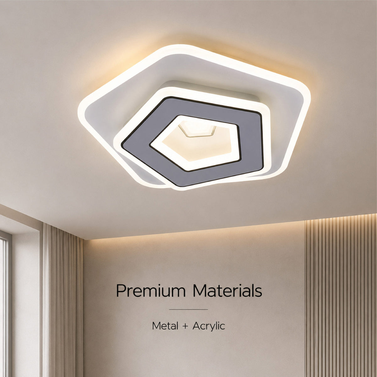 Plafonieră LED dimabilă 100 W, 32 cm, cu telecomandă, neagră