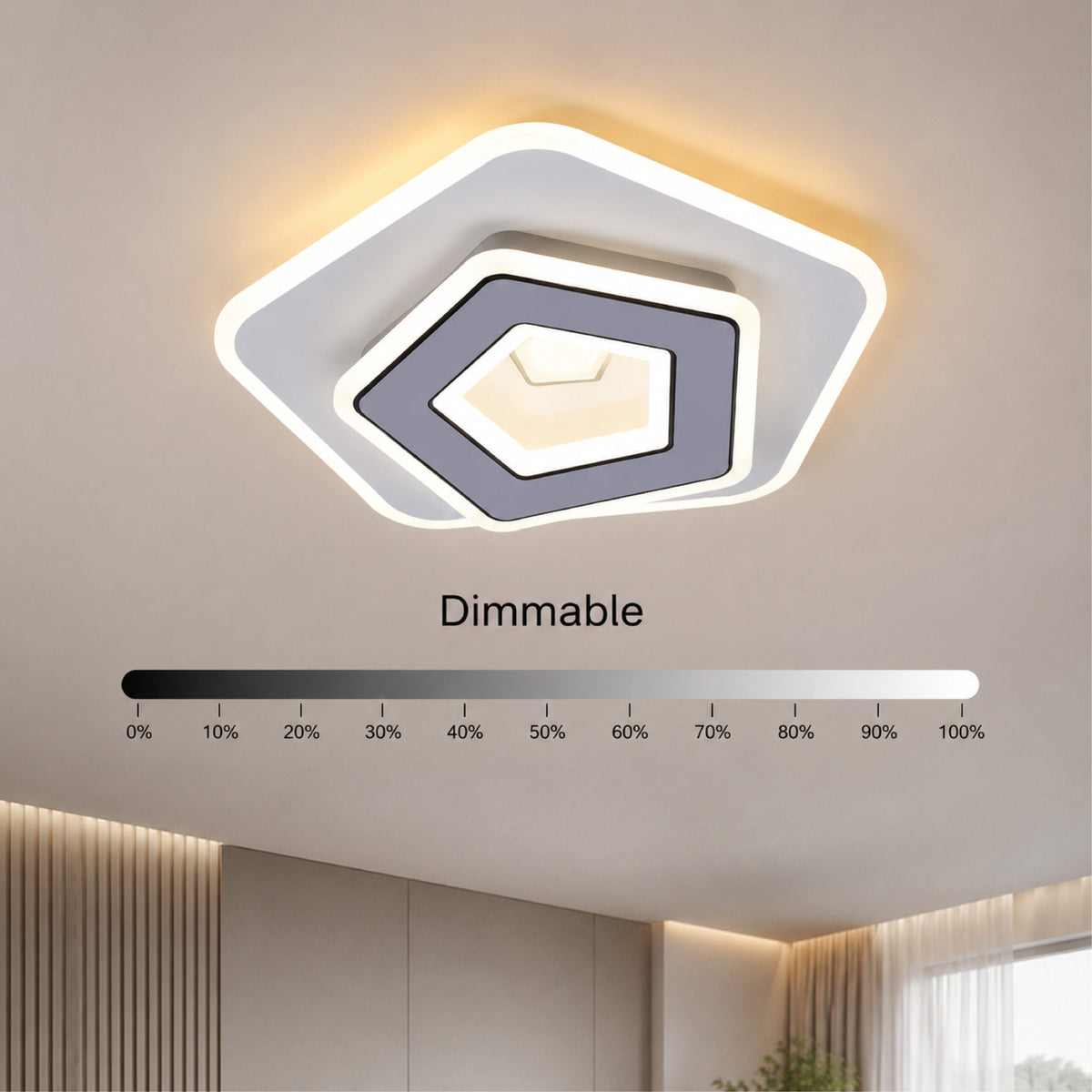 Plafonieră LED dimabilă 100 W, 32 cm, cu telecomandă, neagră