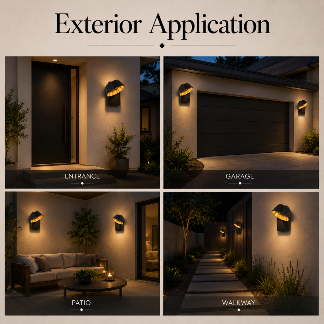 Aplică LED de exterior, 7 W, negru-auriu, 3 temperaturi de culoare