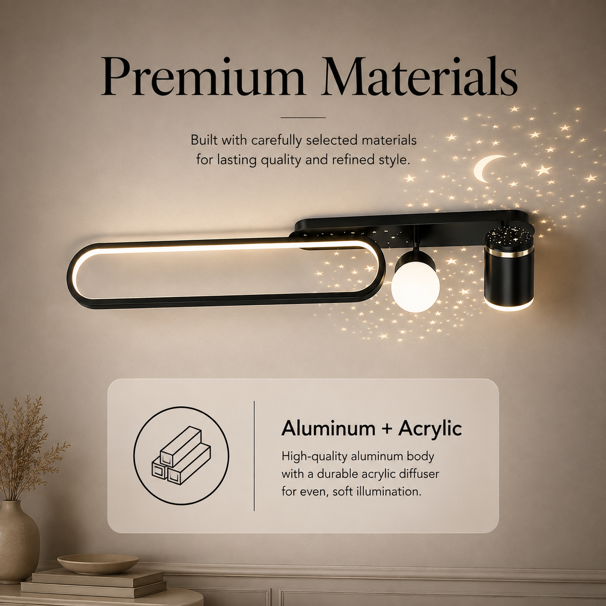 Plafonieră LED neagră, 80 cm, 58 W, 3000 lm