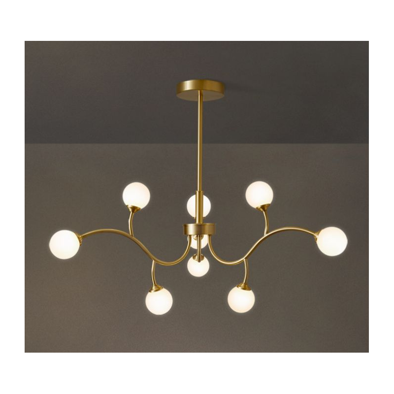 Lustră LED aurie cu 9 surse, 60 cm și 3 temperaturi de culoare