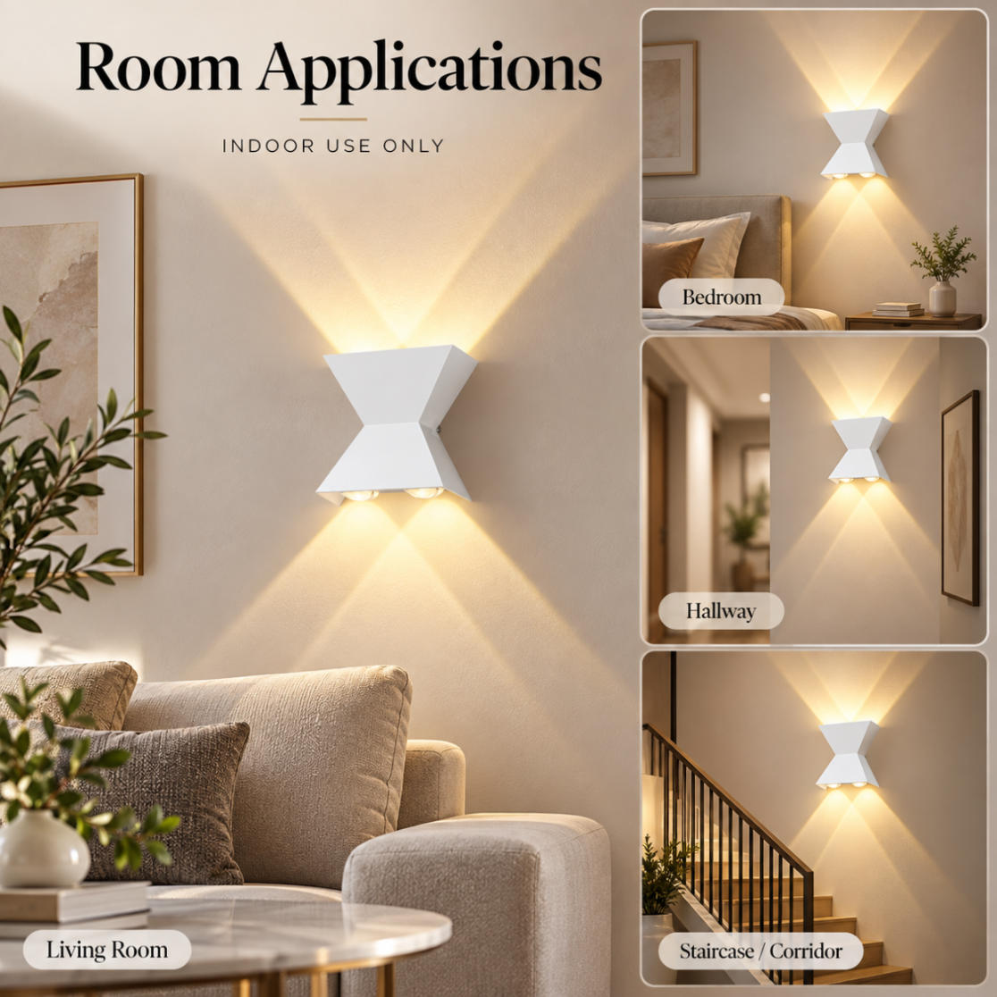 Aplică LED albă, 2 lumini, 6 W, 750 lm, 3 temperaturi de culoare