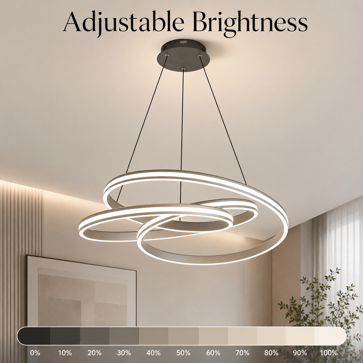 Plafonieră LED neagră 55 cm, Wi-Fi, dimabilă, cu telecomandă, 3 culori