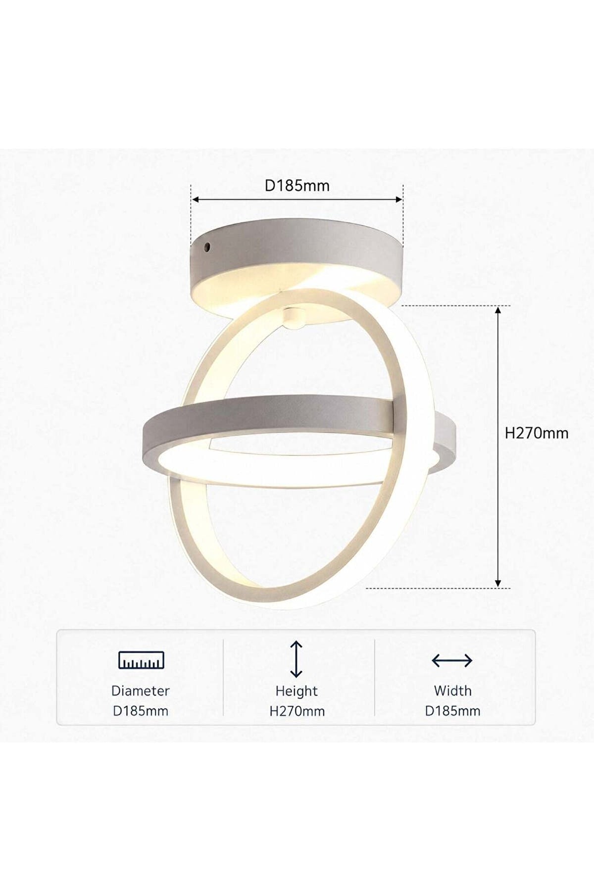 Plafonieră LED albă, 26 W, 1200 lm, 3 culori de lumină, Ø22 cm