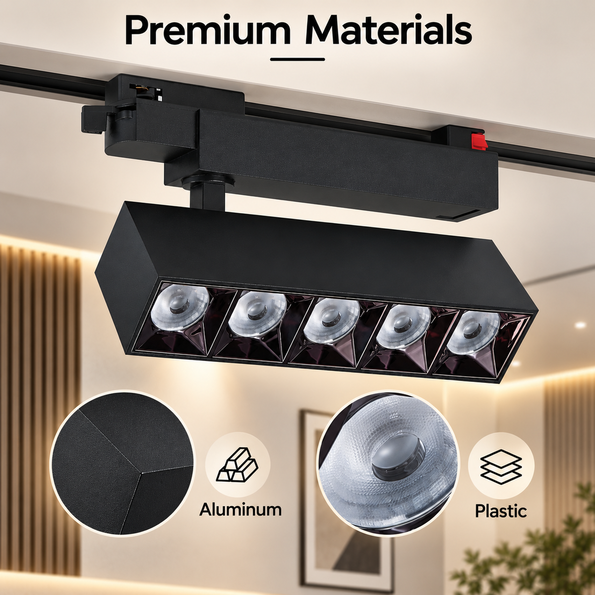 Spot LED pentru șină, 30 W, 4000 K, negru, orientabil