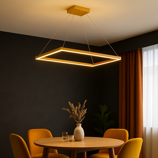Plafonieră LED aurie, 80 × 40 cm, cu telecomandă