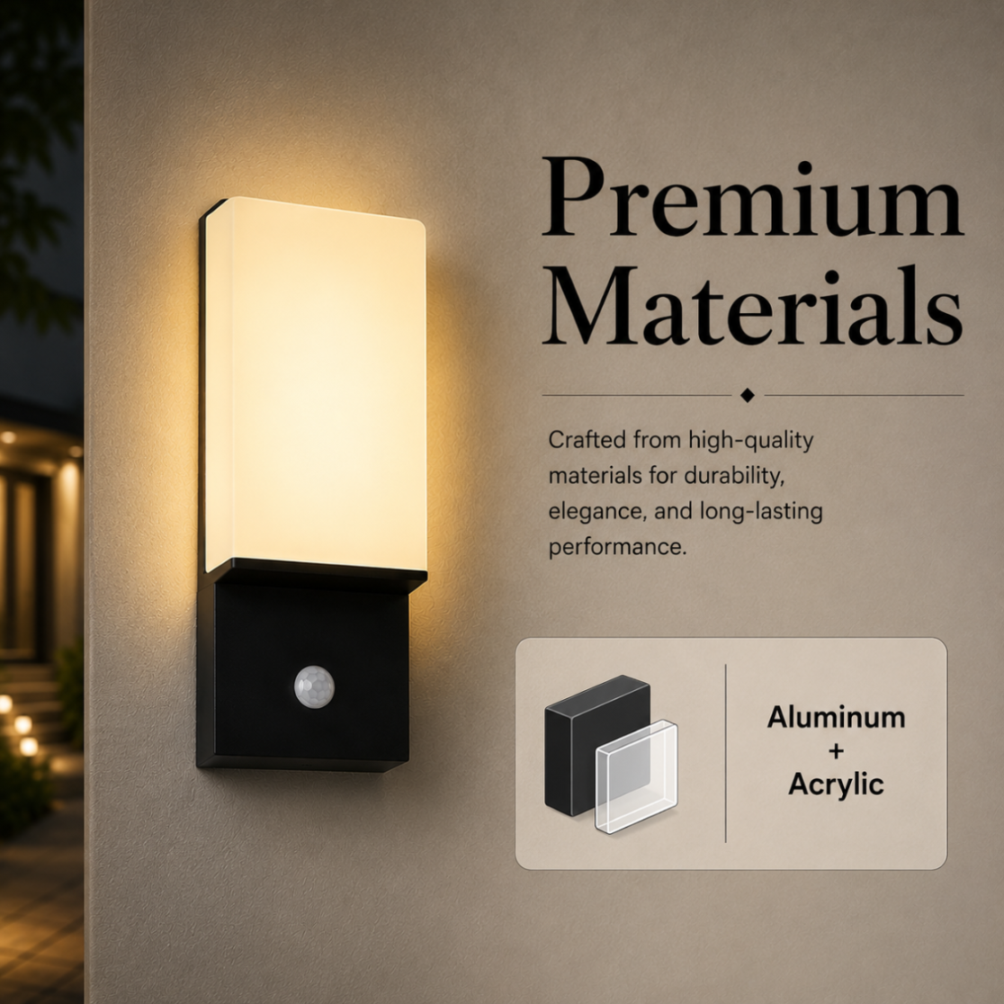 Aplica LED de perete exterior 18 W, cu senzor de mișcare, 3 culori, alb
