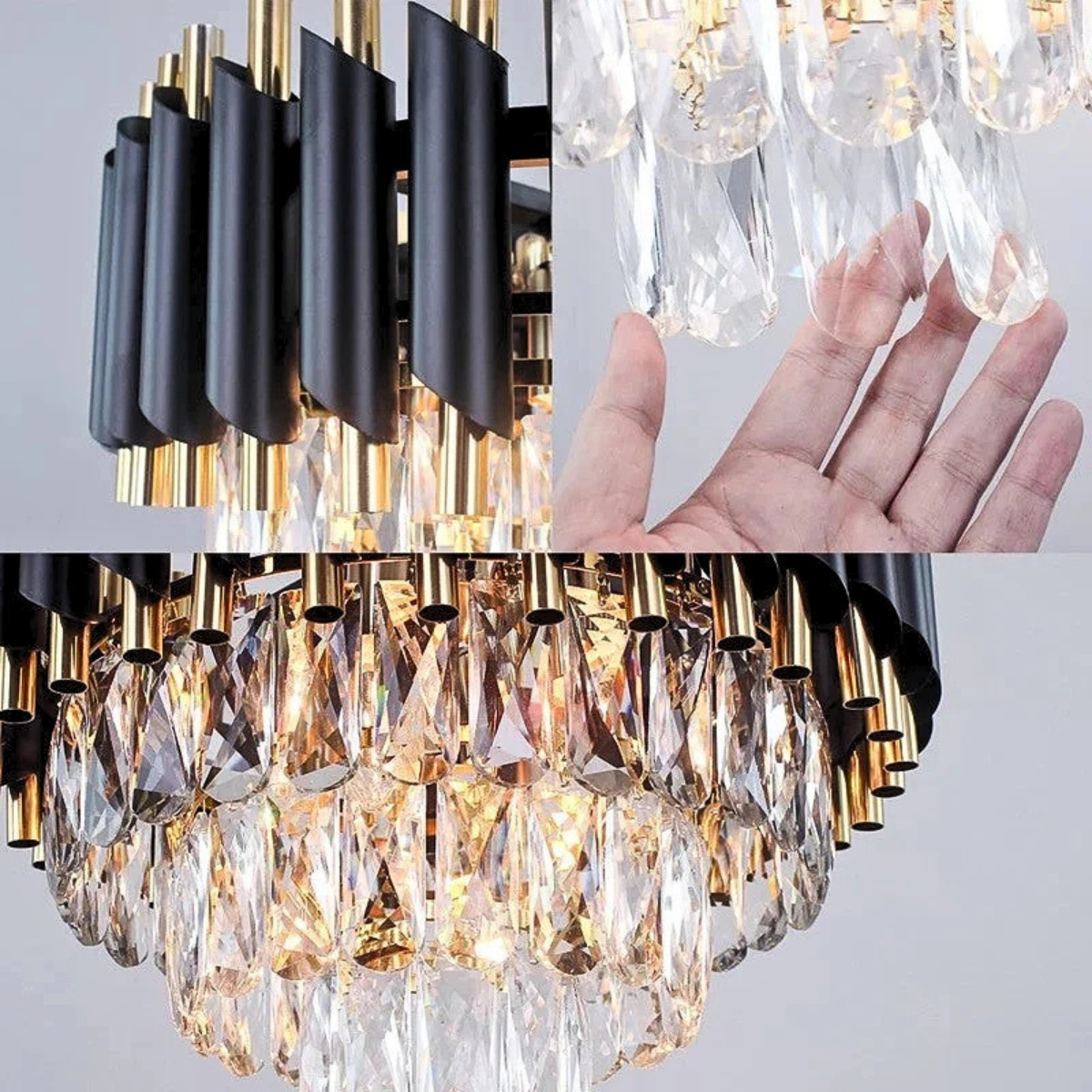 Candelabru cu 5 socluri E14 din metal și sticlă, Ø 50 cm, înălțime 50 cm
