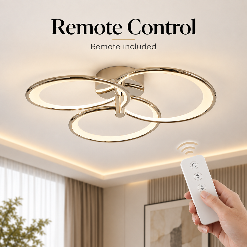 Plafonieră LED argintie, 52 cm, dimabilă, cu Wi-Fi și telecomandă