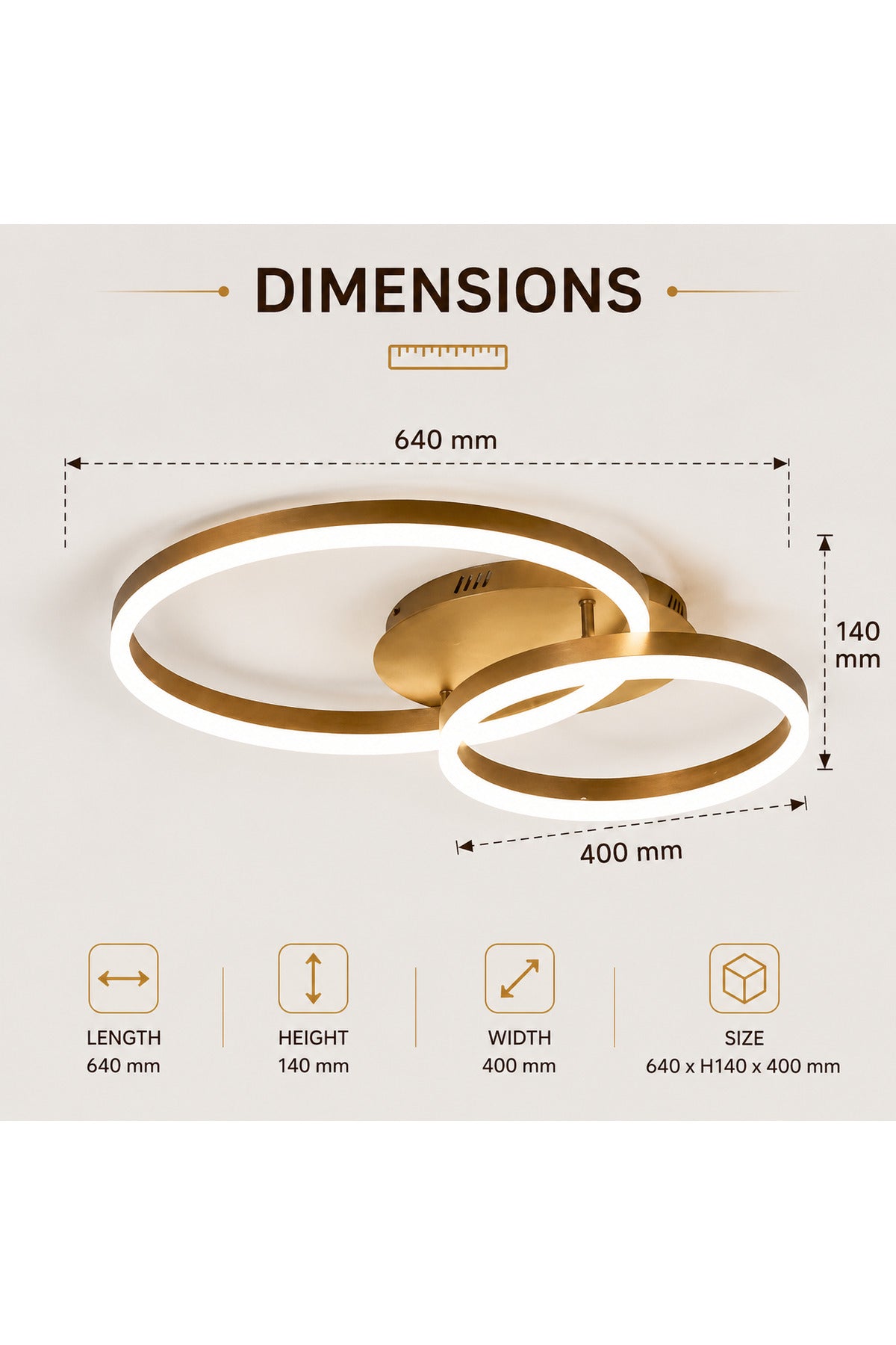 Plafonieră LED 120W, 2 inele, dimabilă WiFi, telecomandă, maro cafea