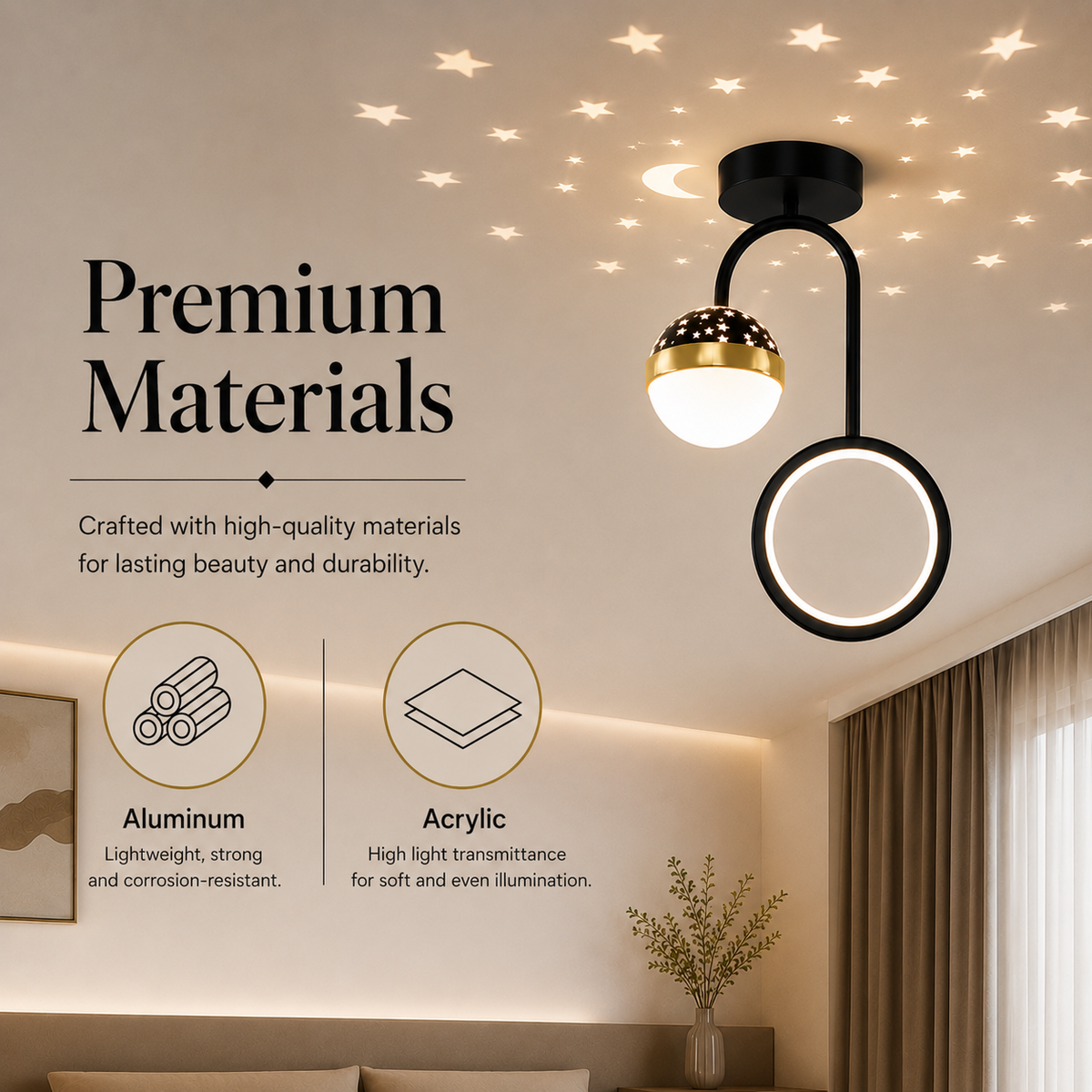Plafonieră LED modernă neagră, 25 W, 1200 lm, 25 × 25 × 28 cm