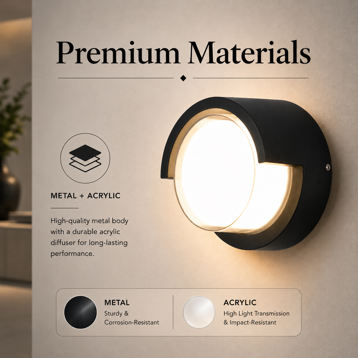 Aplică LED de perete albă, 6 W, 3 culori de lumină, metal și acril