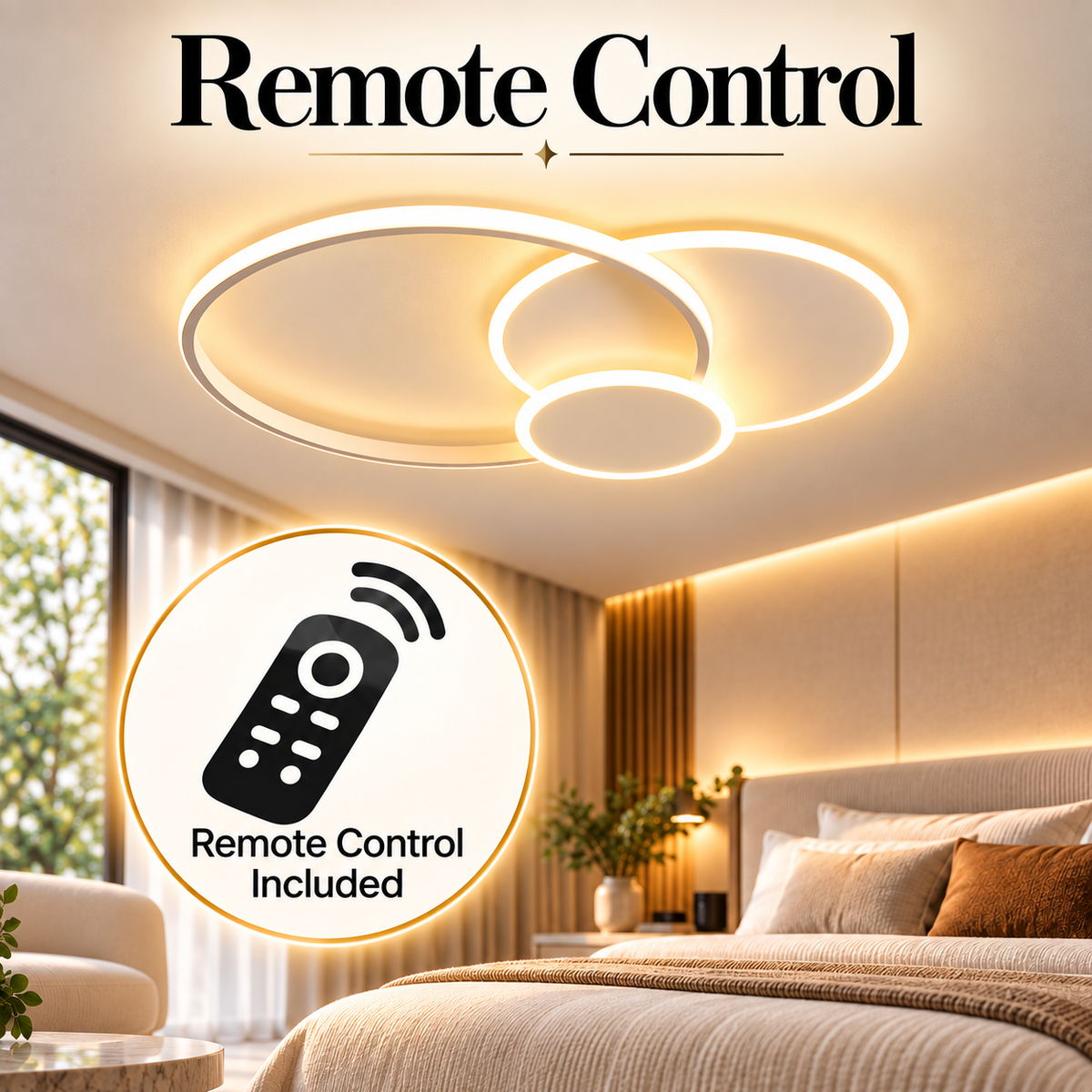 Plafonieră LED aurie, 70 cm, dimabilă Wi-Fi, cu telecomandă, 3 culori