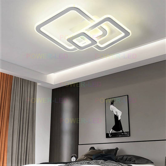 Plafonieră LED pătrată albă, 3 culori de lumină, echivalent 300 W