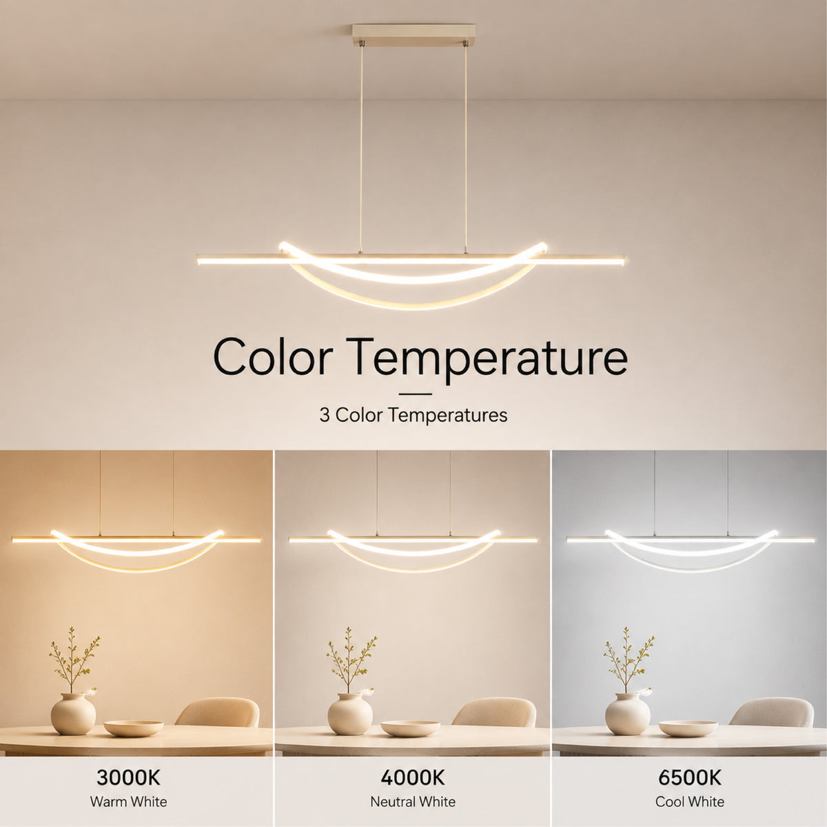 Plafonieră LED 92 W, 100 cm, cu telecomandă și 3 temperaturi de culoare