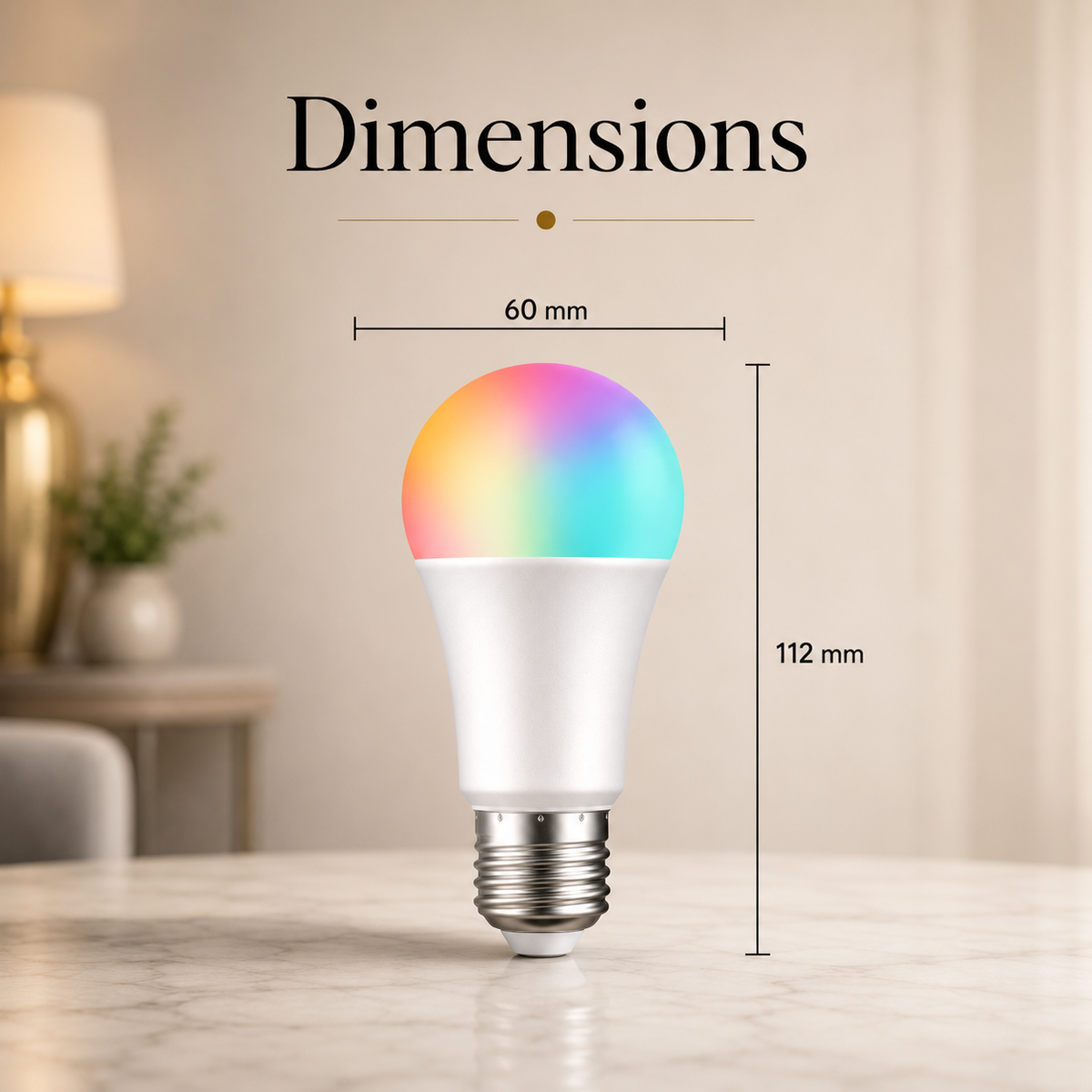 Bec LED inteligent Tuya E27 A60, 9W RGB+CCT, 2700–6500K, control ritmic
