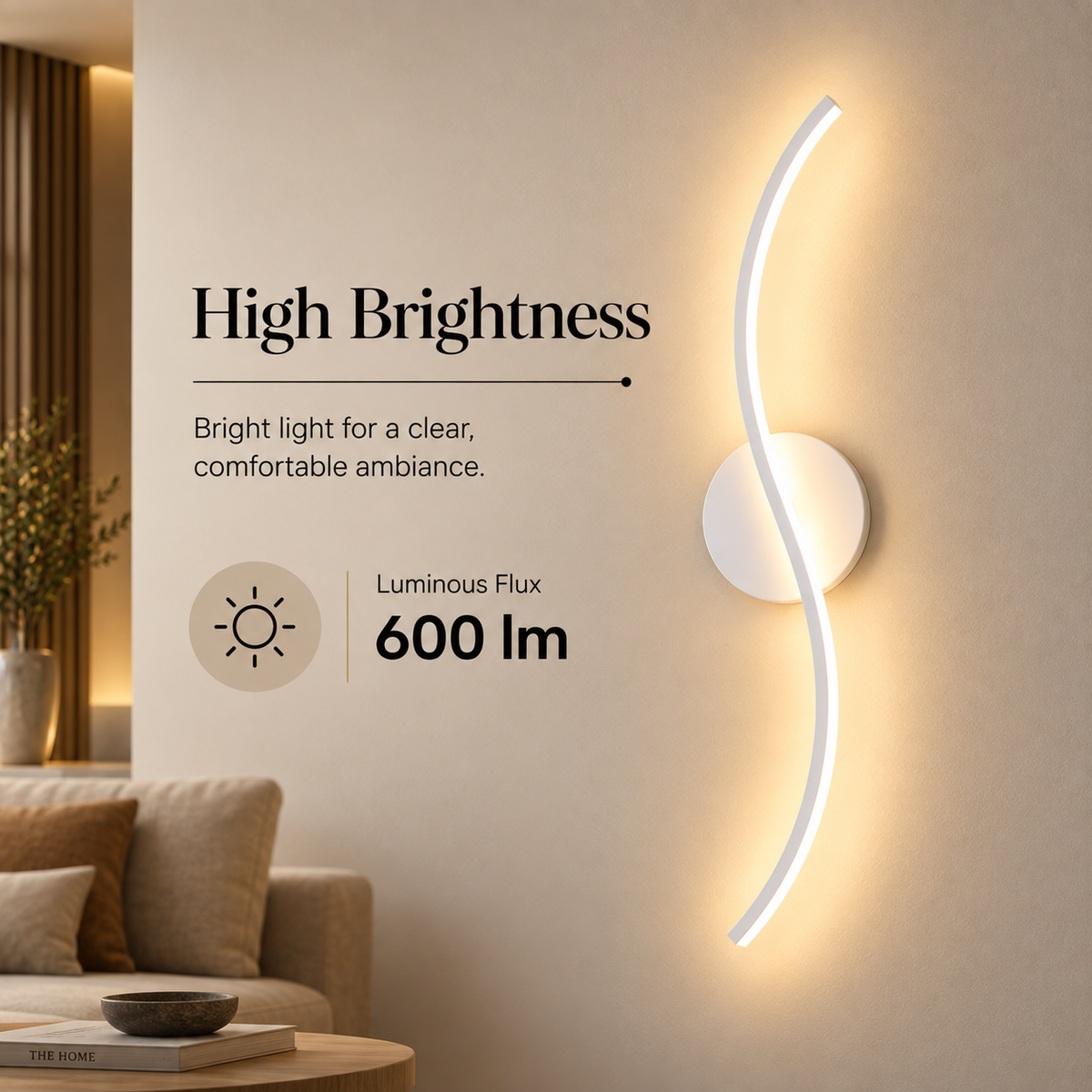 Aplică LED albă, 51 cm, 3 culori de lumină, metal și acril