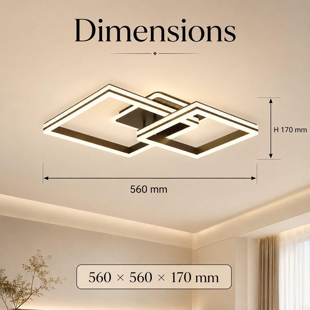 Plafonieră LED 160 W, dimabilă, Wi-Fi, cu telecomandă, maro cafea
