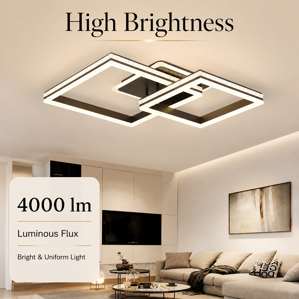 Plafonieră LED 160 W, dimabilă, Wi-Fi, cu telecomandă, maro cafea
