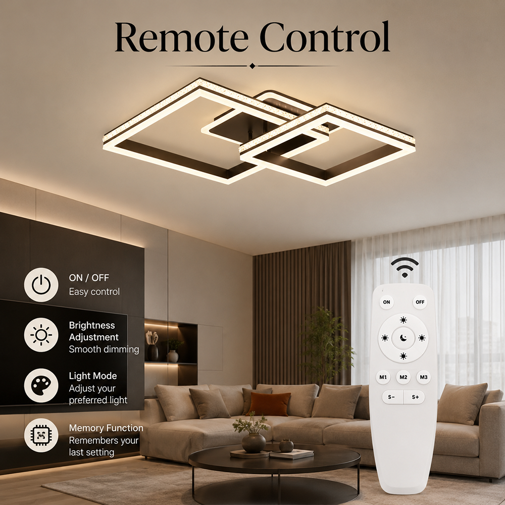 Plafonieră LED 160 W, dimabilă, Wi-Fi, cu telecomandă, maro cafea