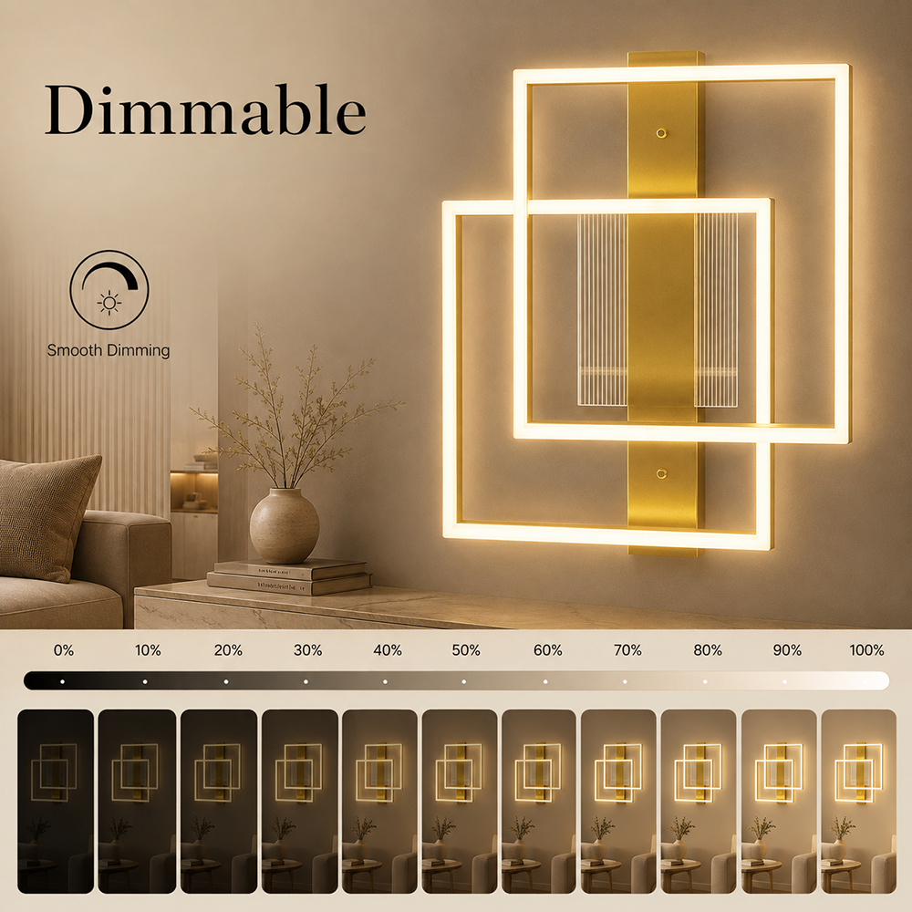 Plafonieră LED aurie cu 2 surse, dimabilă, Wi-Fi și telecomandă, 55 cm