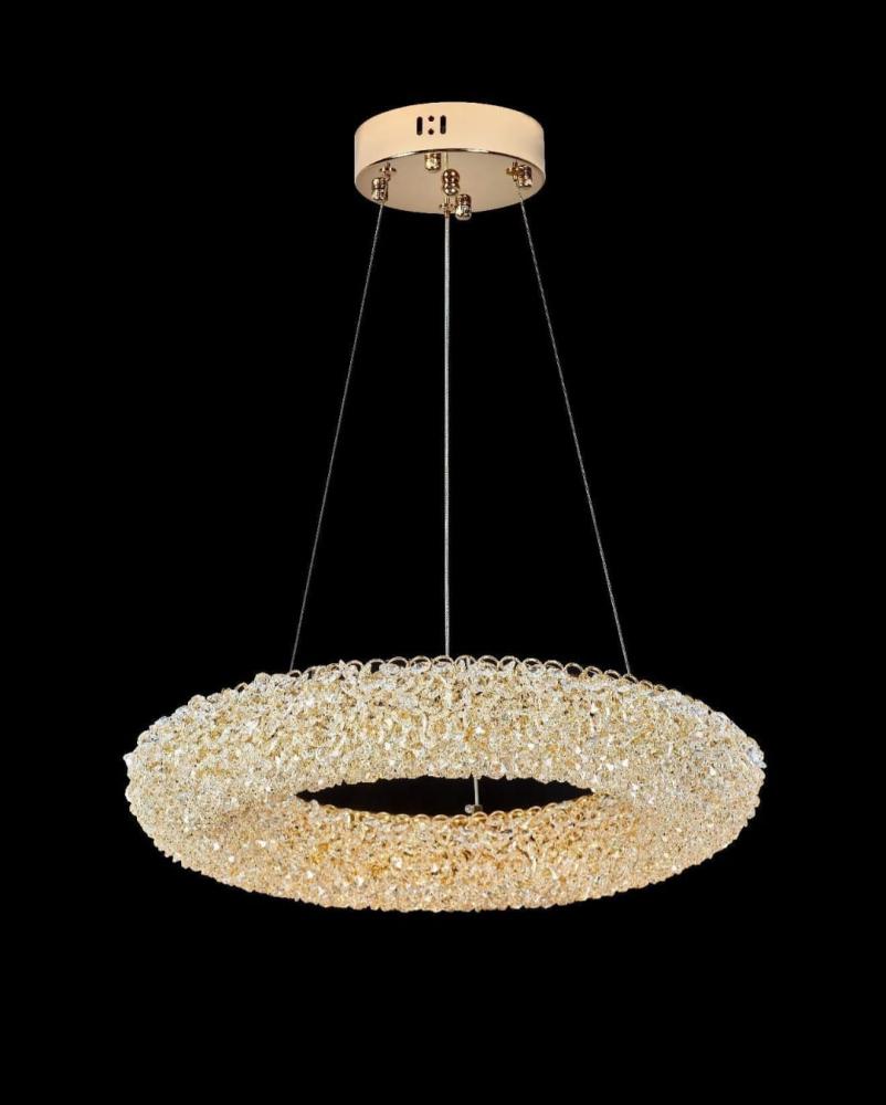Pendul LED Elara, 80 cm, auriu, cu cristale și telecomandă