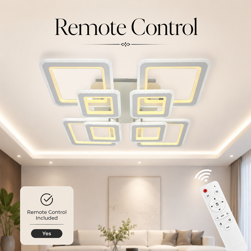 Plafonieră LED cu 8 lumini, dimabilă, Wi-Fi, telecomandă, 3 culori