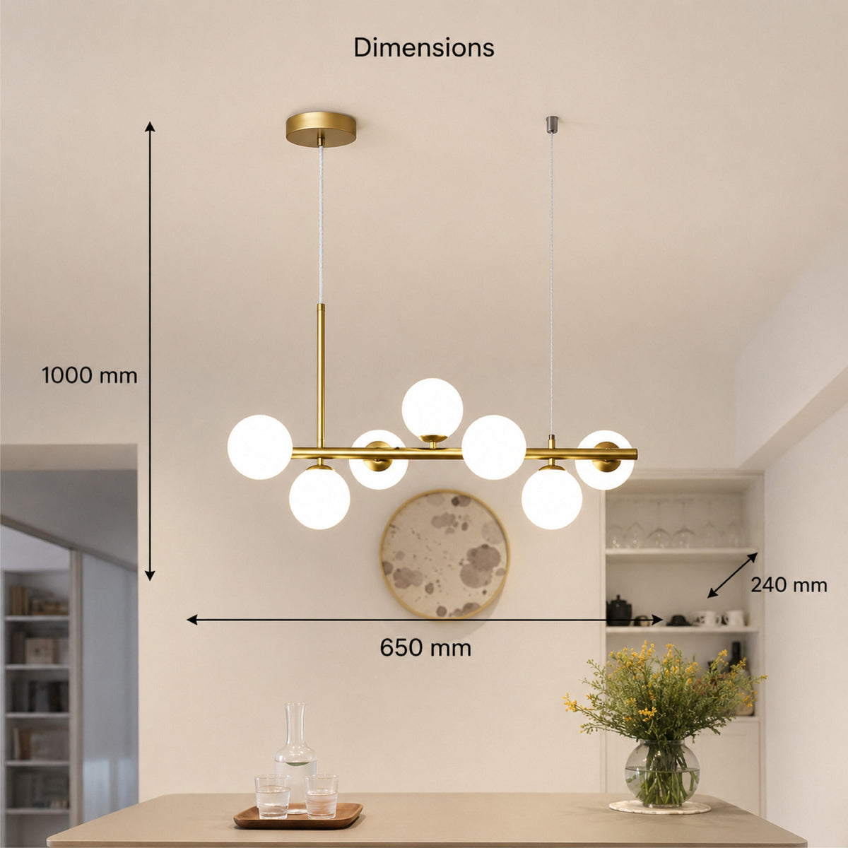 Lustră de plafon aurie cu 7 socluri G9, becuri neinclusе