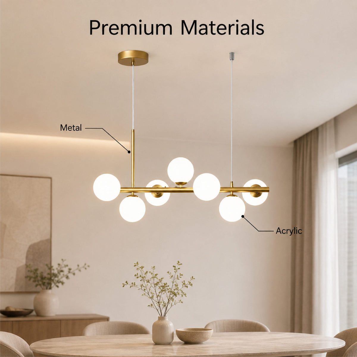 Lustră de plafon aurie cu 7 socluri G9, becuri neinclusе