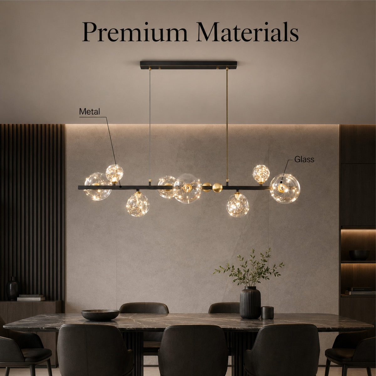 Plafonieră LED cu 8 lumini, 70 W, 3500 lm, 3 tonuri de lumină, neagră