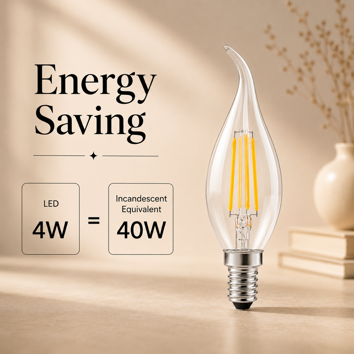 Bec LED cu filament BT35, E14, 4 W, 2700 K, 470 lm, lumină caldă