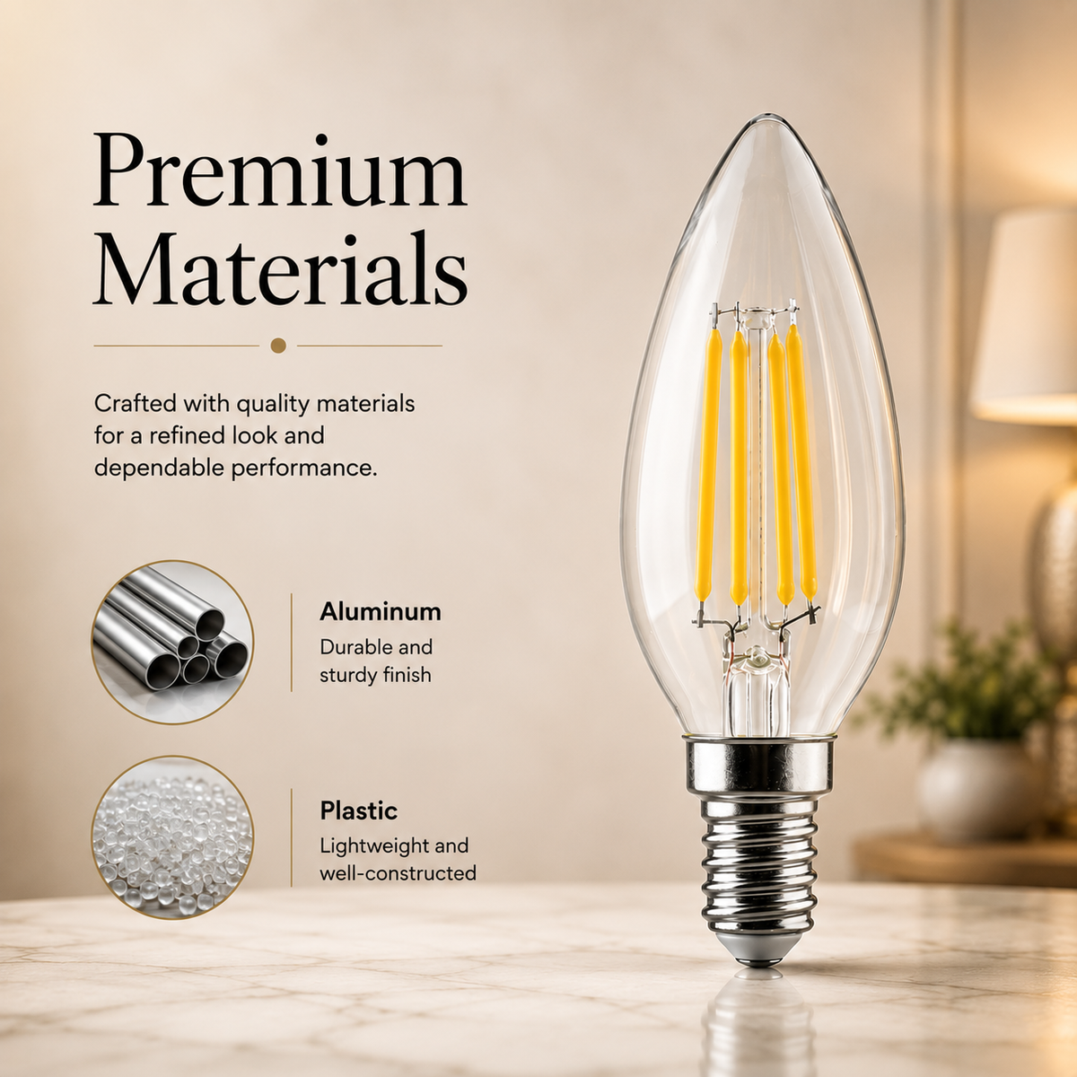 Bec LED filament E14 C35, 4 W, 6500 K, 470 lm, lumină rece