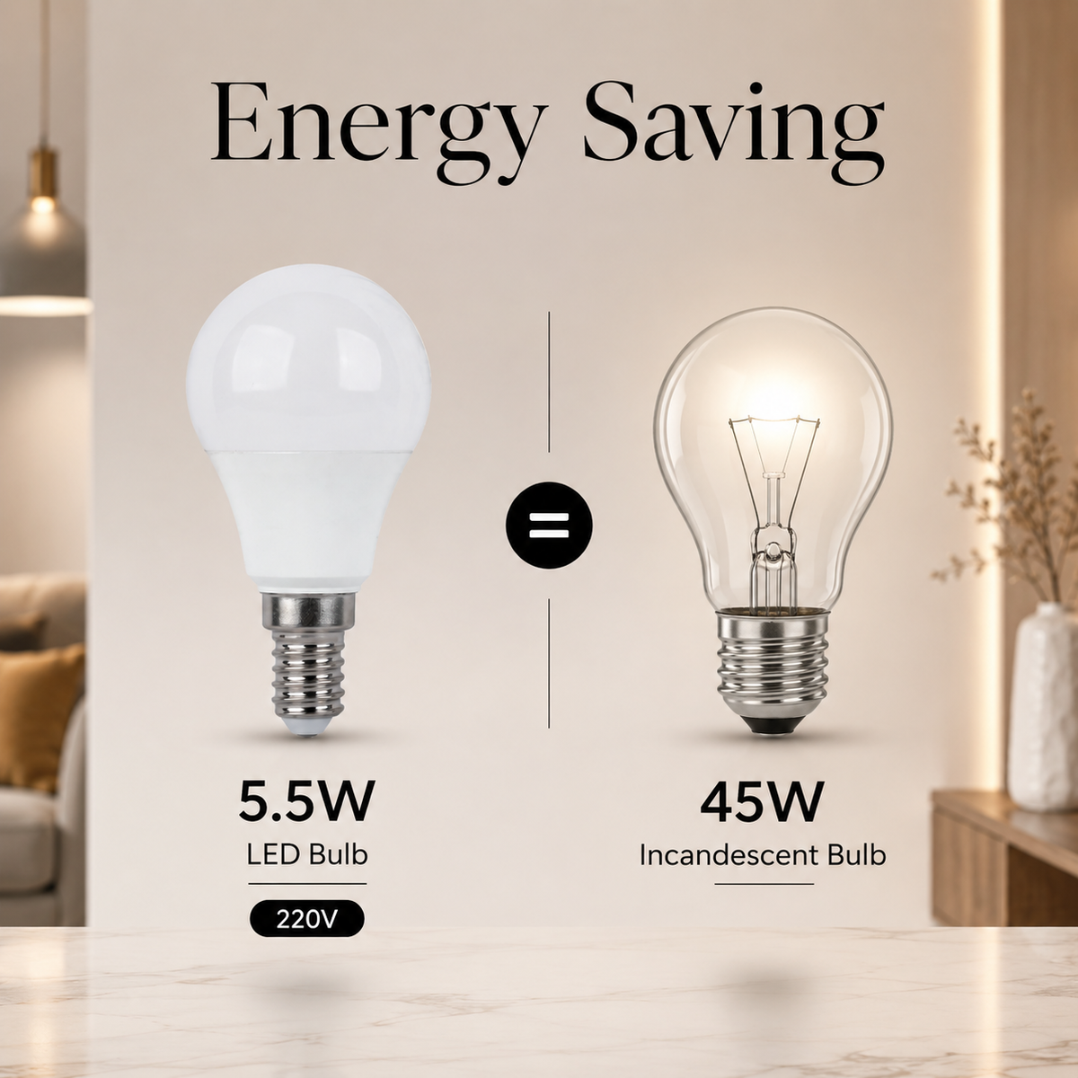 Bec LED E14, 5,5 W, 3000 K, 380 lm, echivalent 45 W