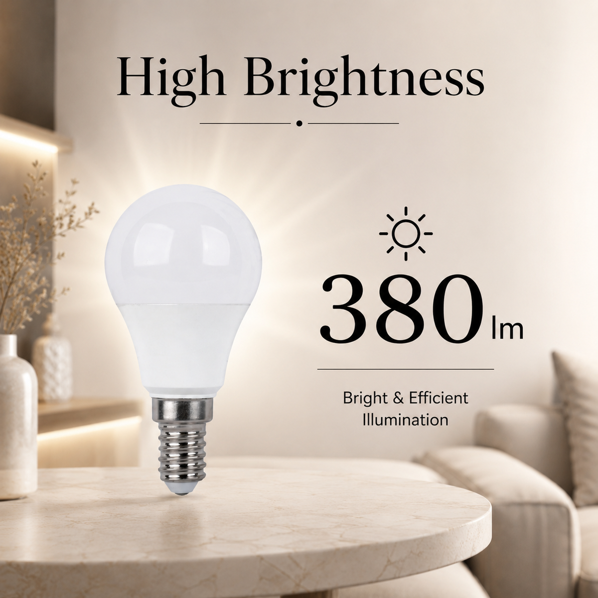 Bec LED E14, 5,5 W, 3000 K, 380 lm, echivalent 45 W