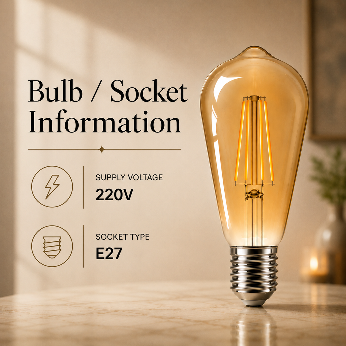 Bec LED cu filament ST64 E27, 7W, 650 lm, 2200K, auriu