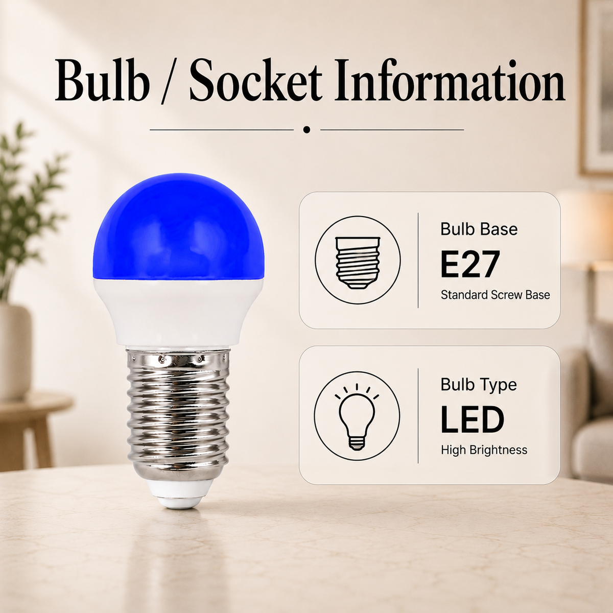 Bec LED G45 E27, albastru, 2 W, 180 lm, 220 V