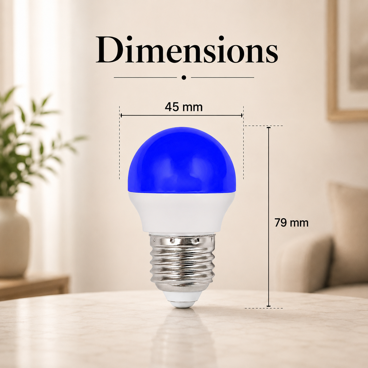 Bec LED G45 E27, albastru, 2 W, 180 lm, 220 V